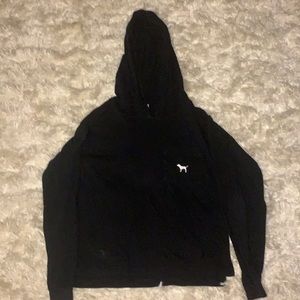 black vs pink hooded long sleeve shirt